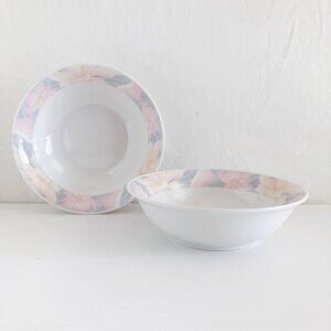 Vintage Pastel Pink Floral Trim Soup Bowls